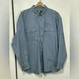 Cabelas Men’s Light Blue Long Sleeve Button Down Shirt Outdoors Rugged Size 3X